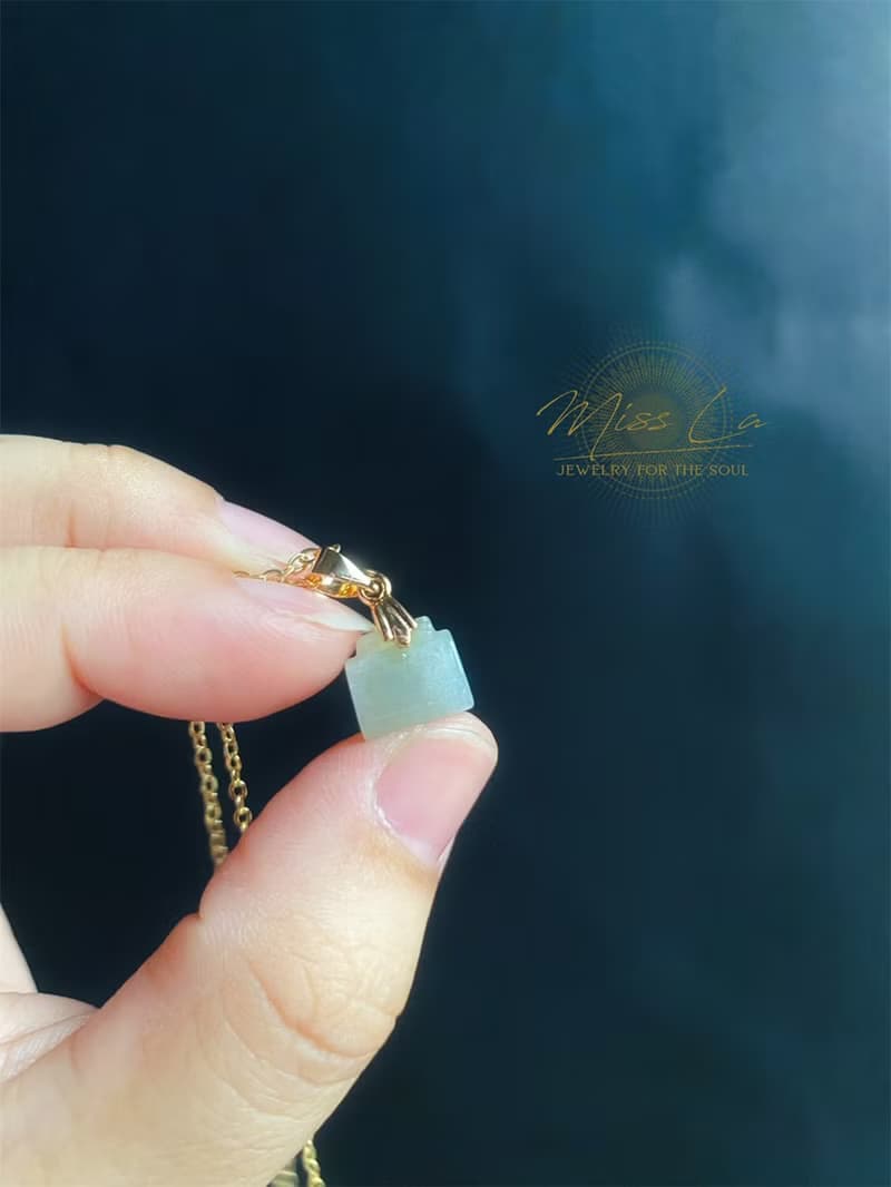 天然緬甸玉翡翠 冰糯種 長命百歲 長命鎖 禮物 項鍊 滿月禮 彌月