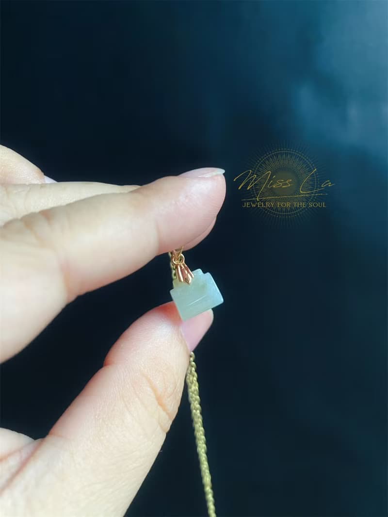 天然緬甸玉翡翠 冰糯種 長命百歲 長命鎖 禮物 項鍊 滿月禮 彌月