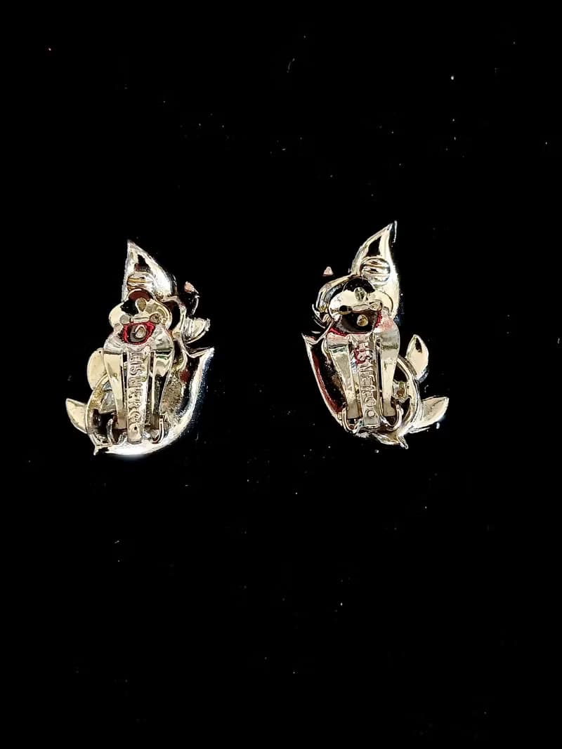 vintage jewelry  LISNER 精緻刷金紋纏枝葉 夾式耳環