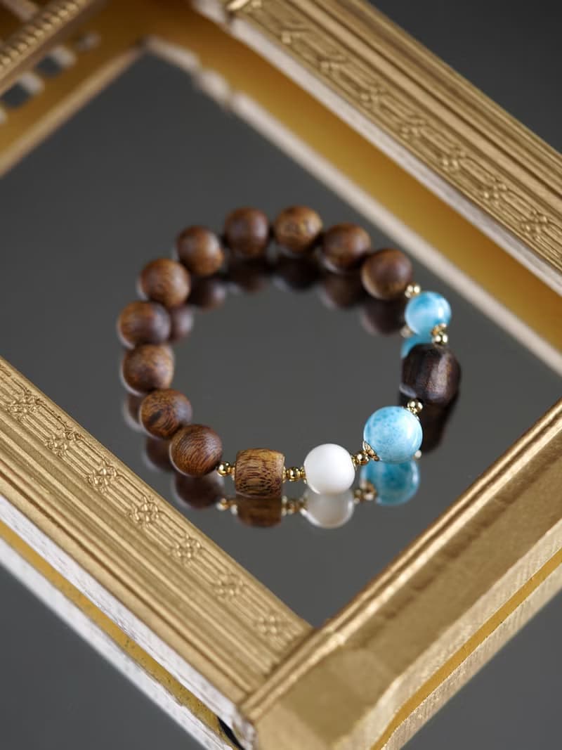 10mm海紋石手串 未時VISHI多米尼加拉利瑪手鏈串珠針鈉鈣石女中式