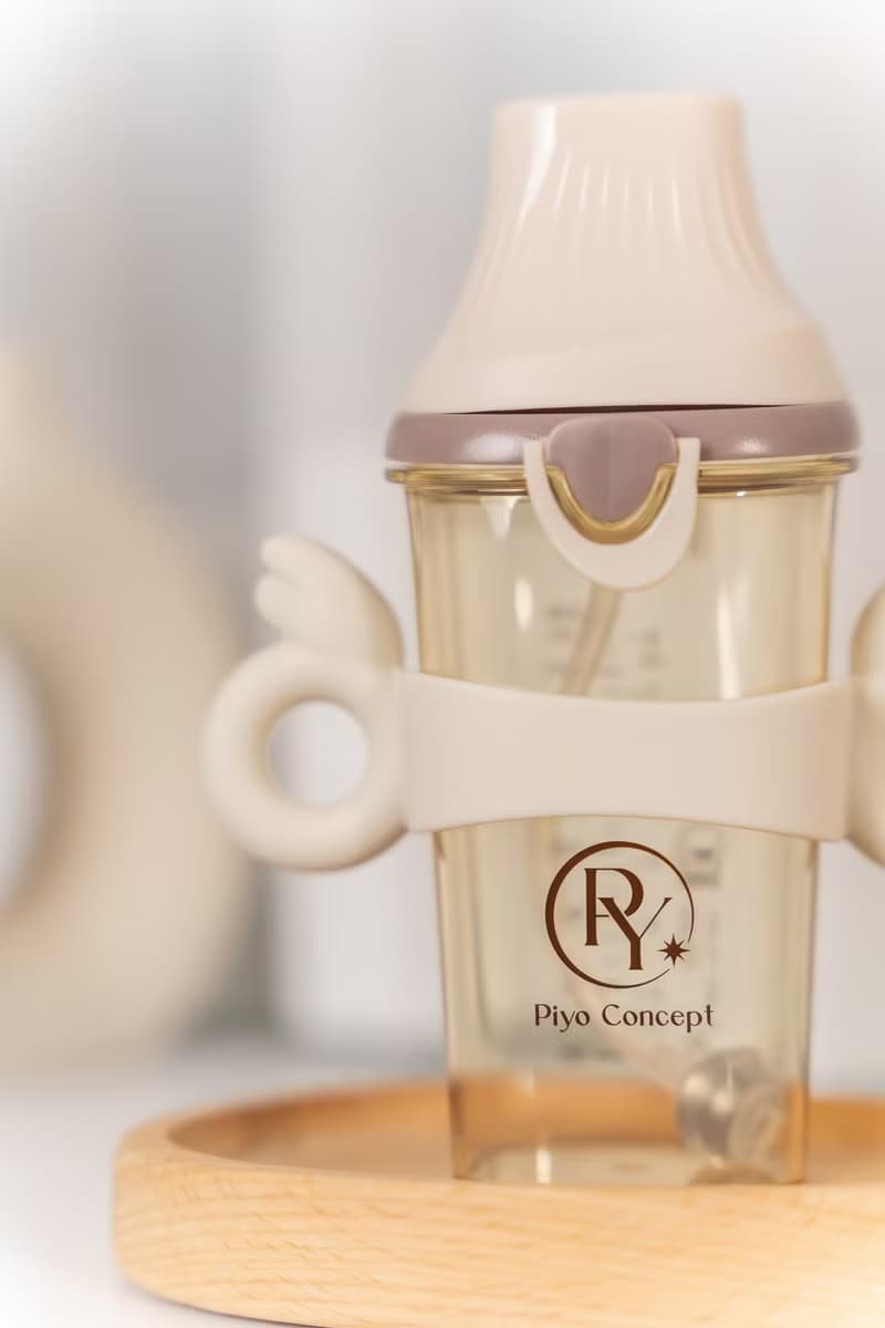 PiyoPiyo黃色小鴨 PPSU預備學飲掀蓋天使吸管杯握把二件組