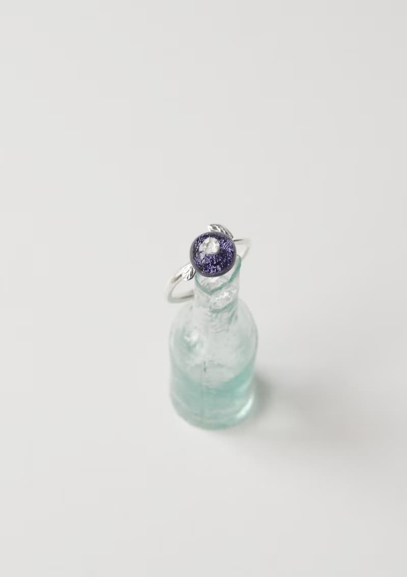 純銀琉璃藍莓戒指