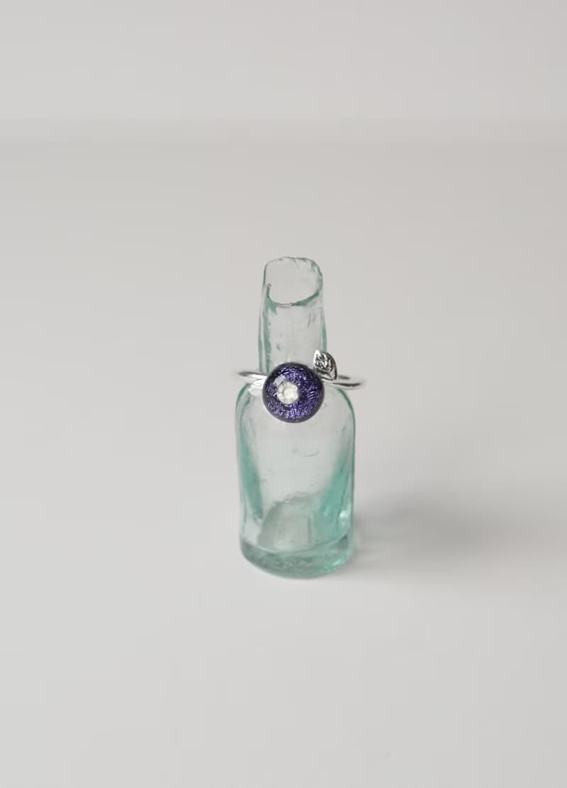 純銀琉璃藍莓戒指