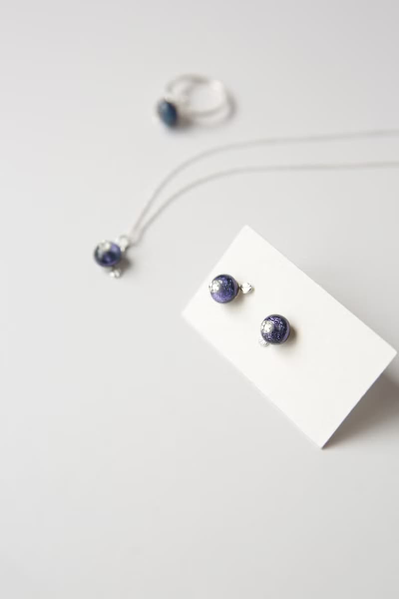 純銀琉璃藍莓戒指