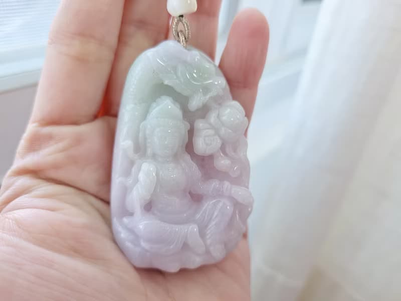 【親翠】天然翡翠 冰春彩極厚御龍觀音牌項鍊 | 佛系 | 適合男士