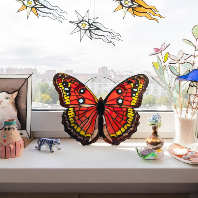 Butterfly Stained Glass, Handmade Glass Art, Window Suncatcher