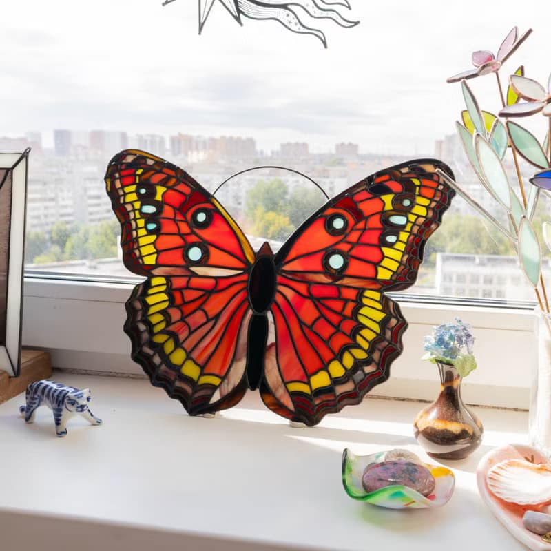 Butterfly Stained Glass, Handmade Glass Art, Window Suncatcher