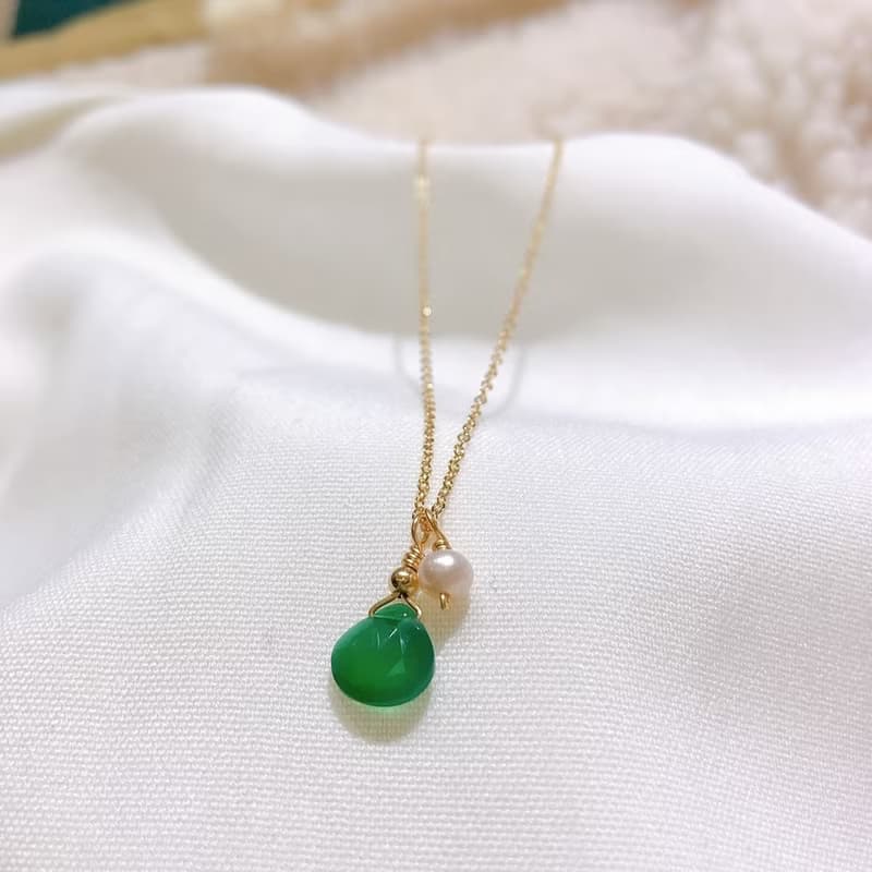 ITS-N110【14KGF・綠瑪瑙】極美細緻項鍊。