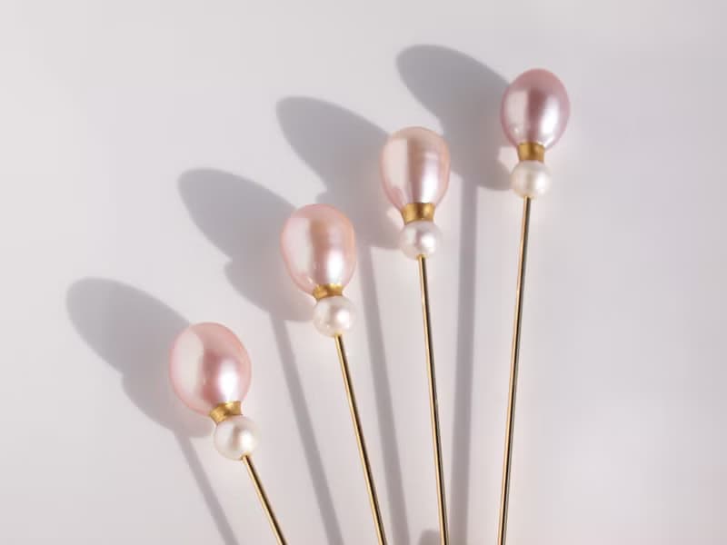 金継ぎパール　ブローチ・ハットピン　 ペールピンク　|　淡水パール　バロックパール　金粉