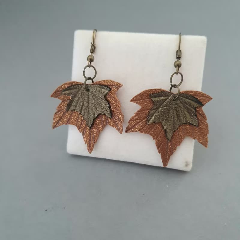 耳環 bronze color leather earrings for her Leather women's jewelry