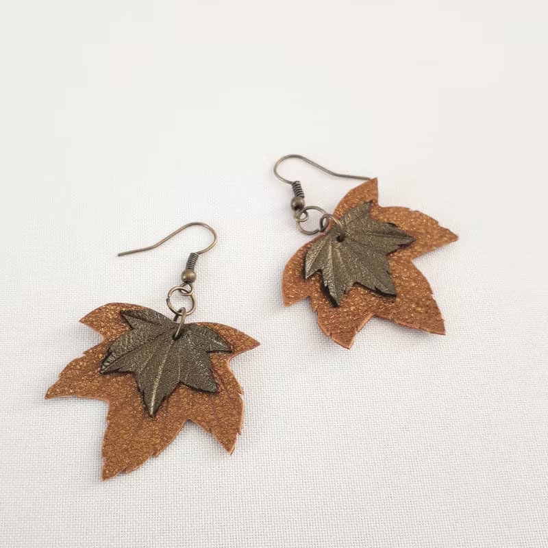 耳環 bronze color leather earrings for her Leather women's jewelry