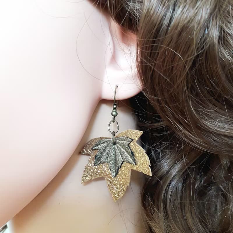 耳環 bronze color leather earrings for her Leather women's jewelry