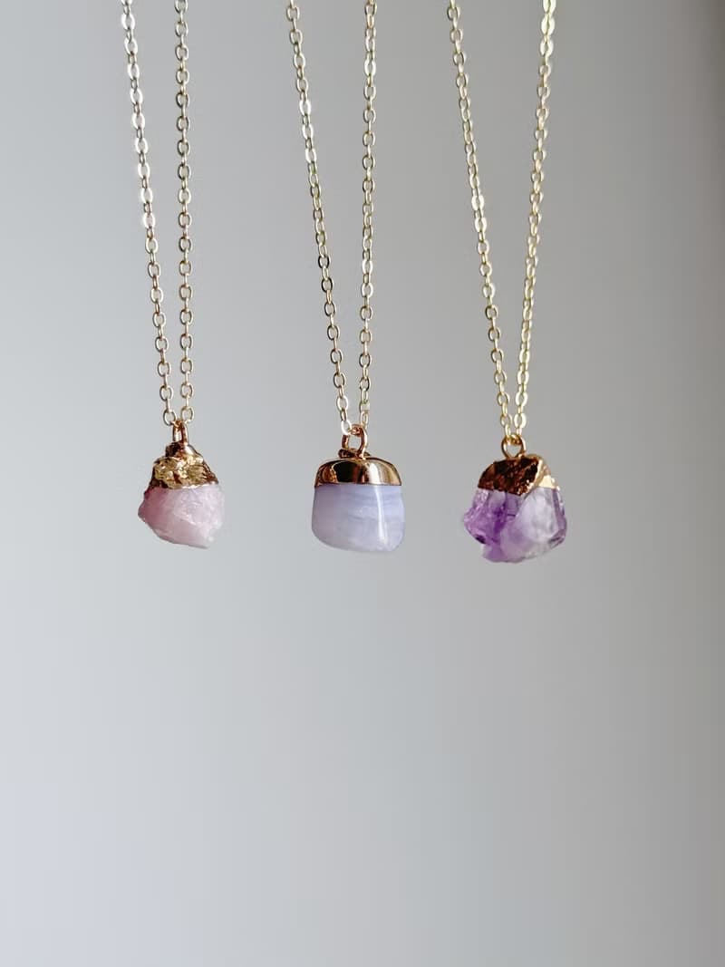 原石水晶 粉晶 藍紋瑪瑙 紫水晶 天然原石項鍊