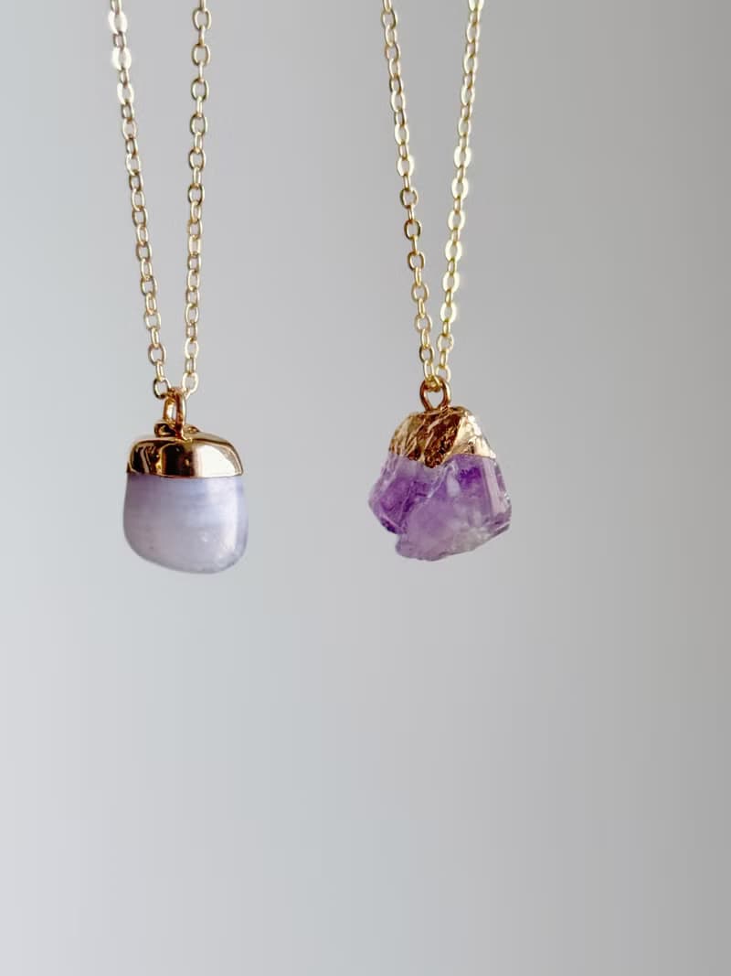 原石水晶 粉晶 藍紋瑪瑙 紫水晶 天然原石項鍊