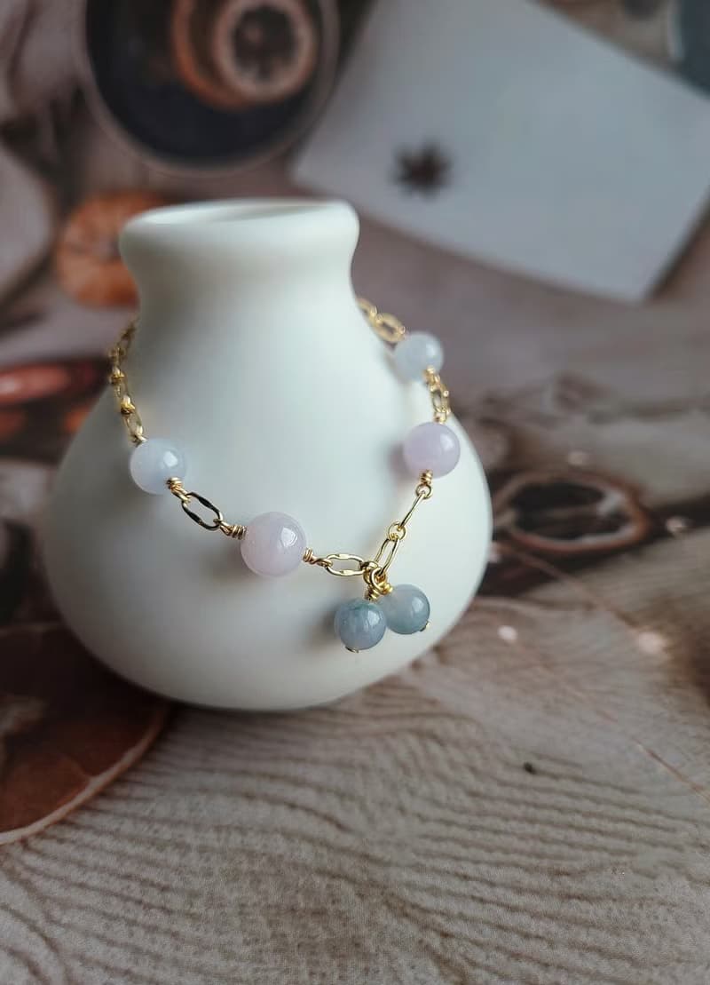 奧秘 // 天然翡翠A貨 紫羅蘭 美國14K GF 手鍊