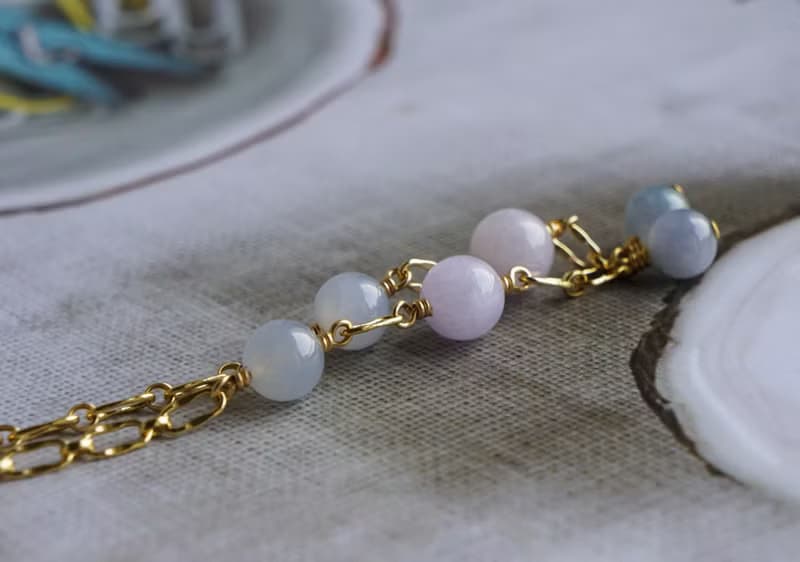 奧秘 // 天然翡翠A貨 紫羅蘭 美國14K GF 手鍊