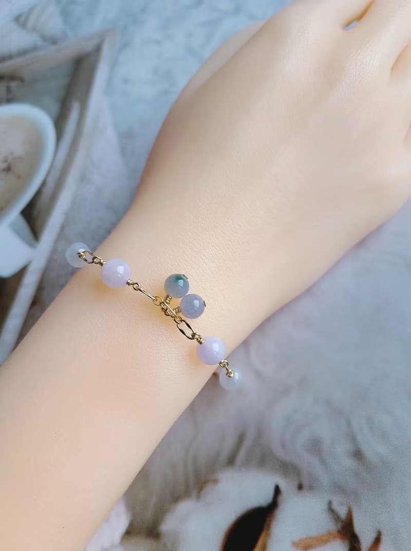 奧秘 // 天然翡翠A貨 紫羅蘭 美國14K GF 手鍊