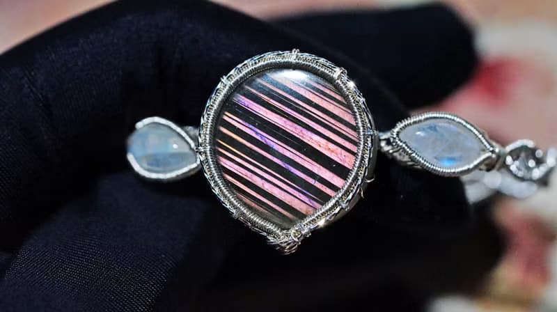 純手工製作銀繞線三石款經典手鐲