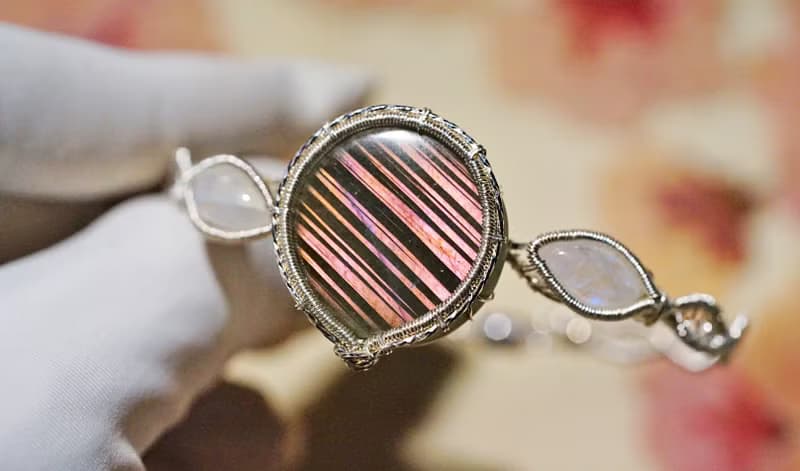 純手工製作銀繞線三石款經典手鐲