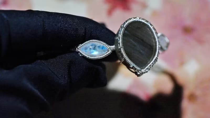 純手工製作銀繞線三石款經典手鐲