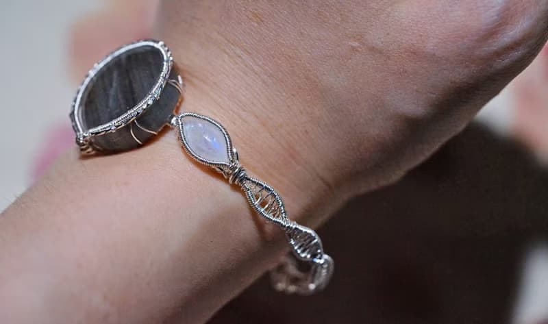 純手工製作銀繞線三石款經典手鐲
