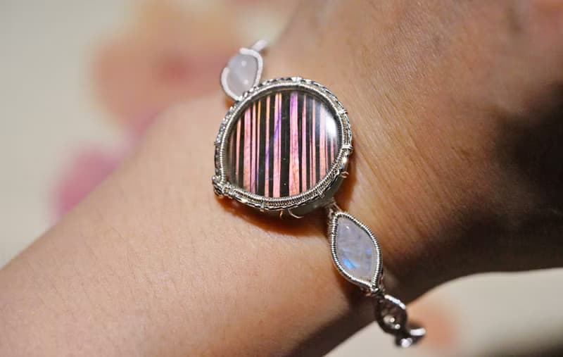 純手工製作銀繞線三石款經典手鐲