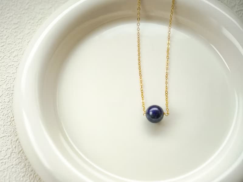 SV925/14KGF AAA 簡約 深藍青金石項鍊 Lapis Lazuli