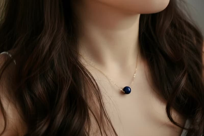 SV925/14KGF AAA 簡約 深藍青金石項鍊 Lapis Lazuli