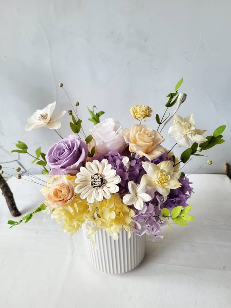 海藏設計│活力森林。黃紫色調永生盆花  開幕盆花 升遷花禮 喬遷