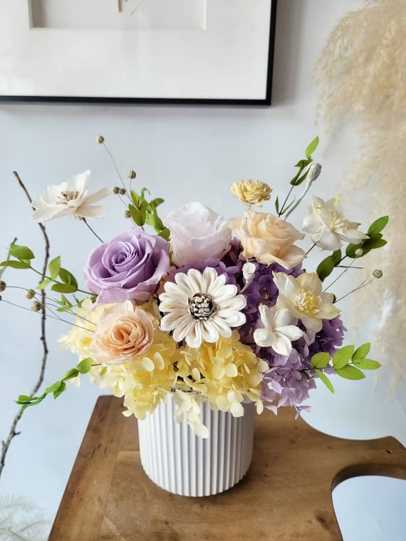 海藏設計│活力森林。黃紫色調永生盆花  開幕盆花 升遷花禮 喬遷