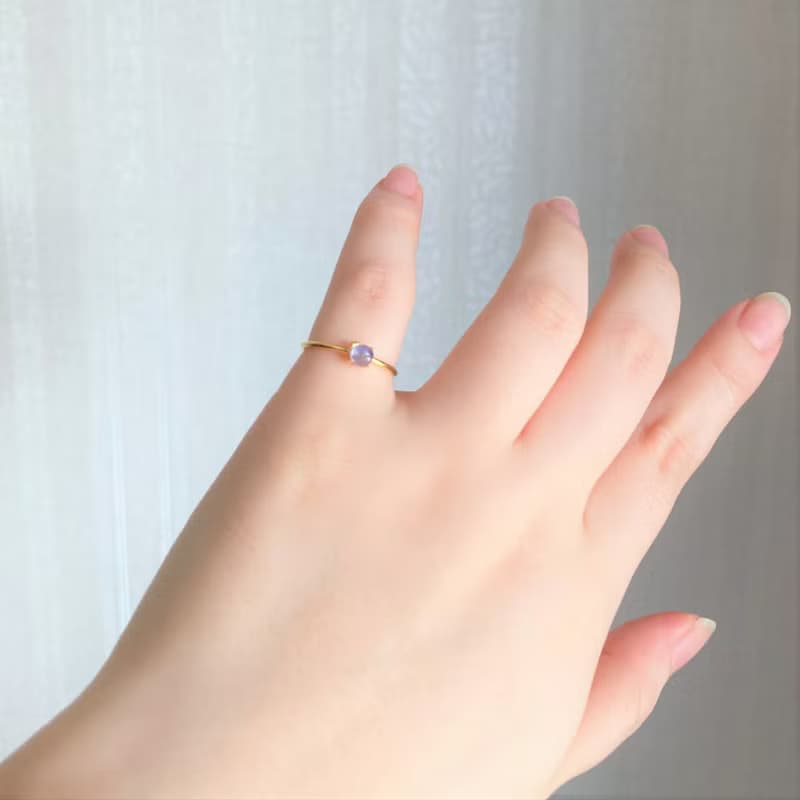 18kgp+SV925 高等級坦桑石 迷你寶石戒 / 十二月誕生石
