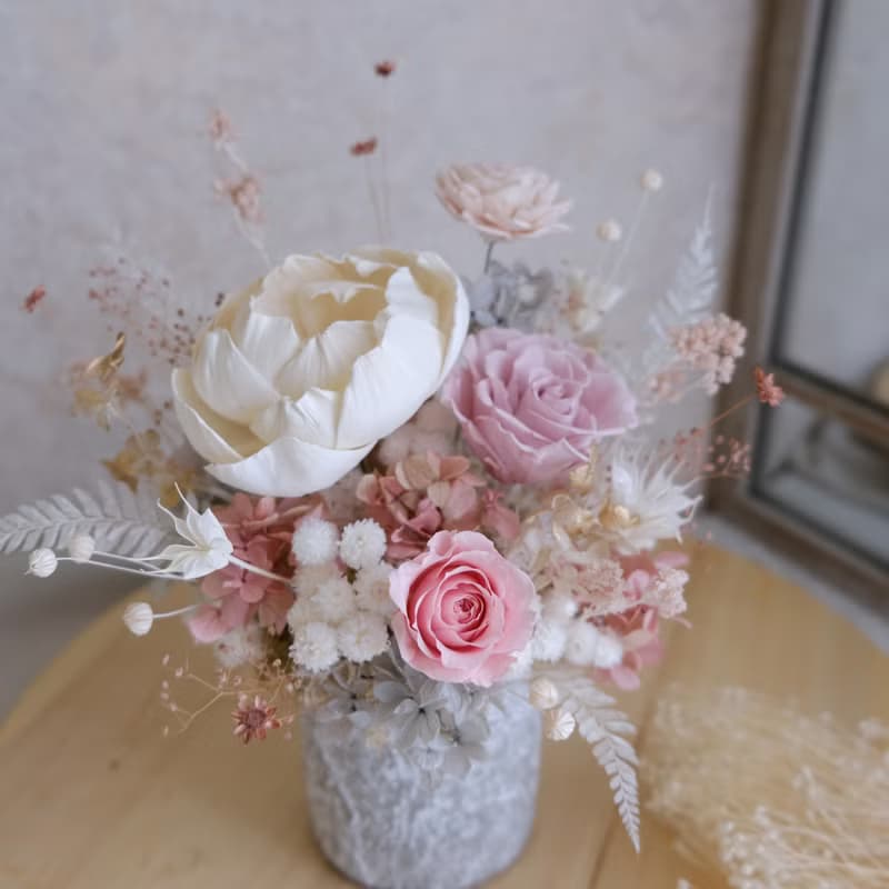 【永生花盆花】永生花/居家裝飾/開幕/新居/賀禮/送禮/甜美夢幻款