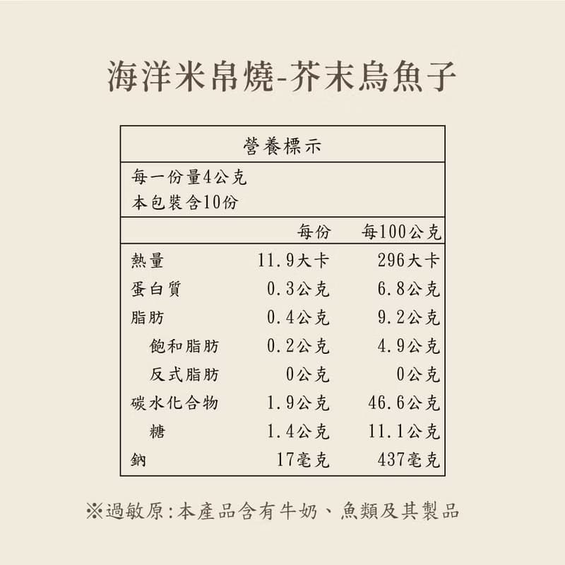 【久久津】海洋米帛燒-芥末烏魚子(隨手包)