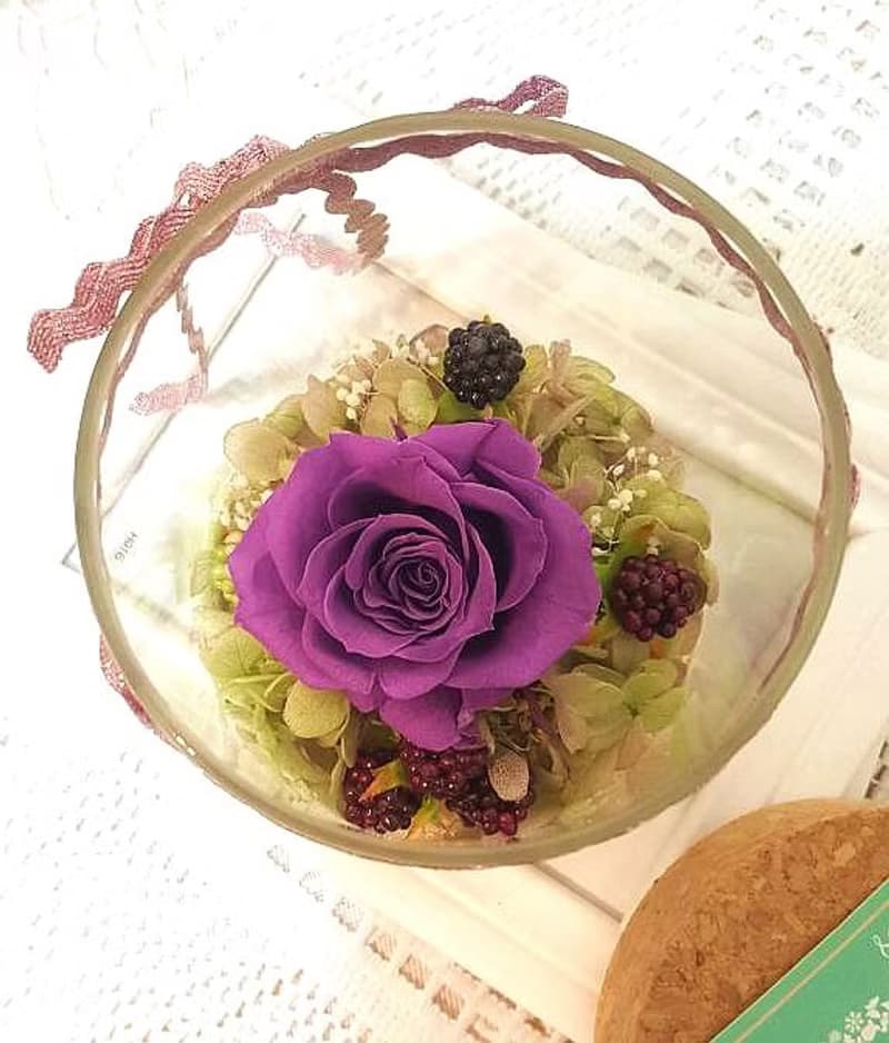 l 瓶中精靈 帶燈玻璃瓶花禮-鍾愛紫 l *情人*愛情*裝飾*不凋花.恆星花.永生花*交換禮物