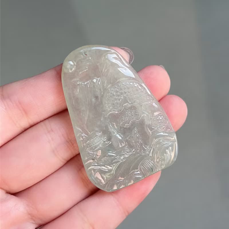 冰種翡翠山水牌 | 天然緬甸A貨翡翠 | 送禮