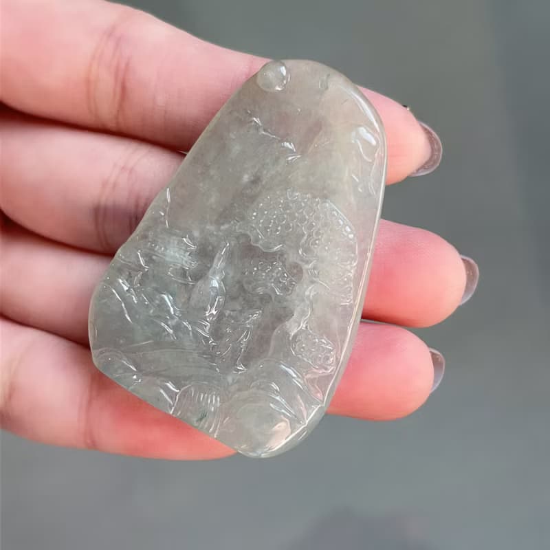 冰種翡翠山水牌 | 天然緬甸A貨翡翠 | 送禮