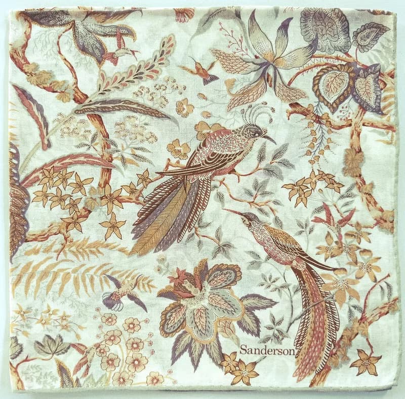 Sanderson Vintage Scarf Birds and Floral Botanical 21 x 20.5 inches