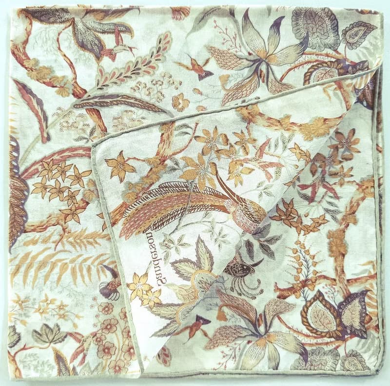 Sanderson Vintage Scarf Birds and Floral Botanical 21 x 20.5 inches