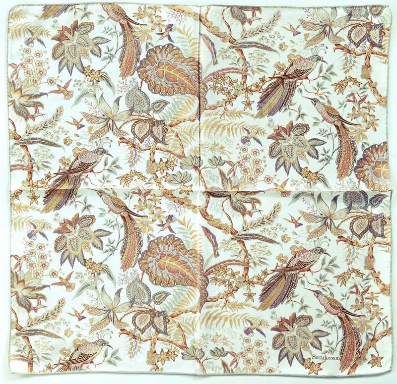 Sanderson Vintage Scarf Birds and Floral Botanical 21 x 20.5 inches