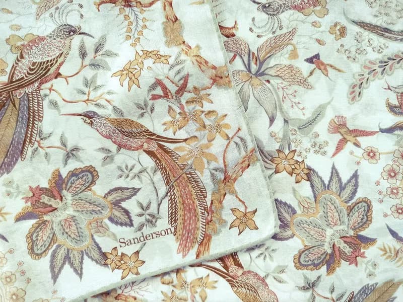 Sanderson Vintage Scarf Birds and Floral Botanical 21 x 20.5 inches