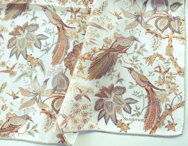 Sanderson Vintage Scarf Birds and Floral Botanical 21 x 20.5 inches