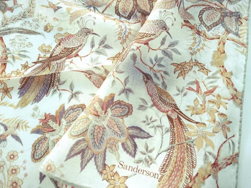 Sanderson Vintage Scarf Birds and Floral Botanical 21 x 20.5 inches