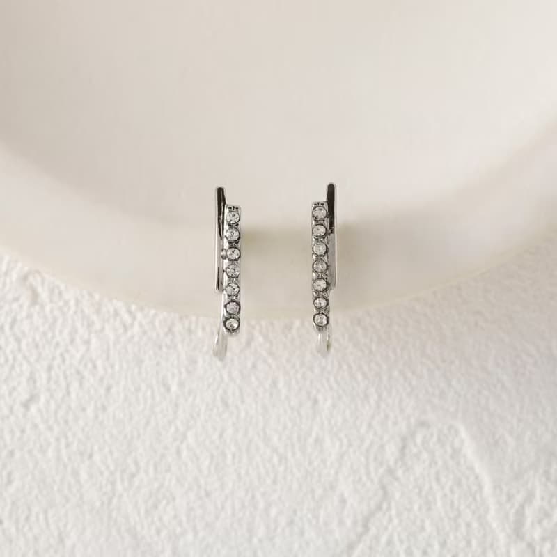 shining bridge loop-fit earring SV　ループフィットイヤリング　　ラインストーン　シルバー