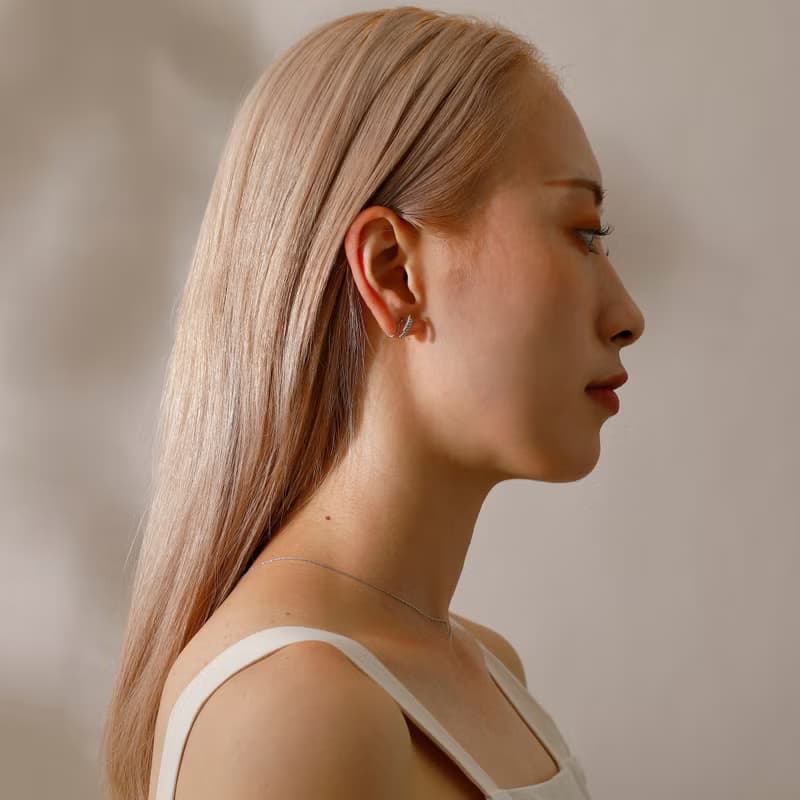 shining bridge loop-fit earring SV　ループフィットイヤリング　　ラインストーン　シルバー