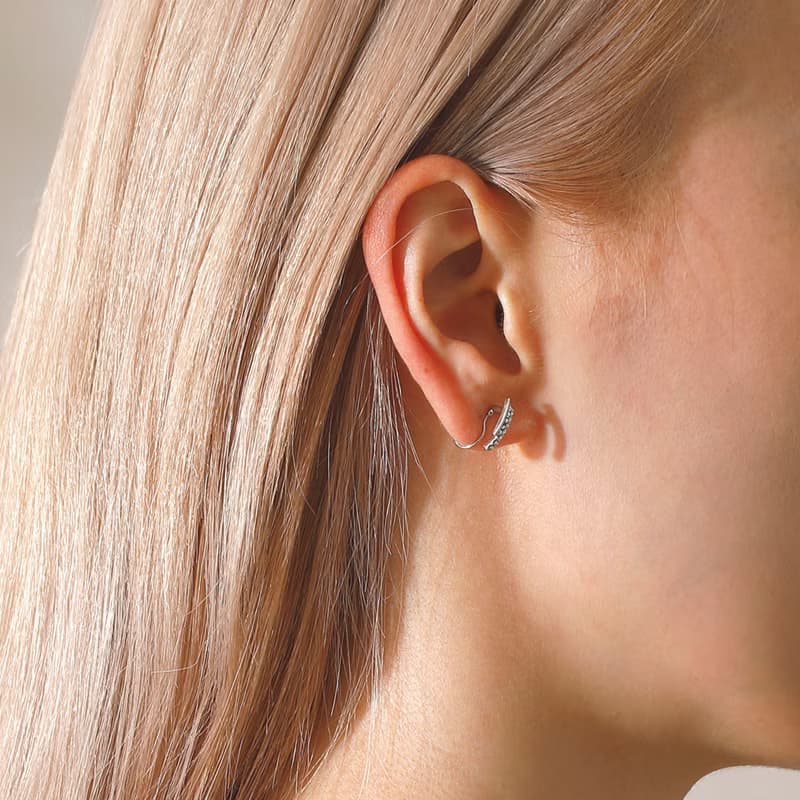 shining bridge loop-fit earring SV　ループフィットイヤリング　　ラインストーン　シルバー