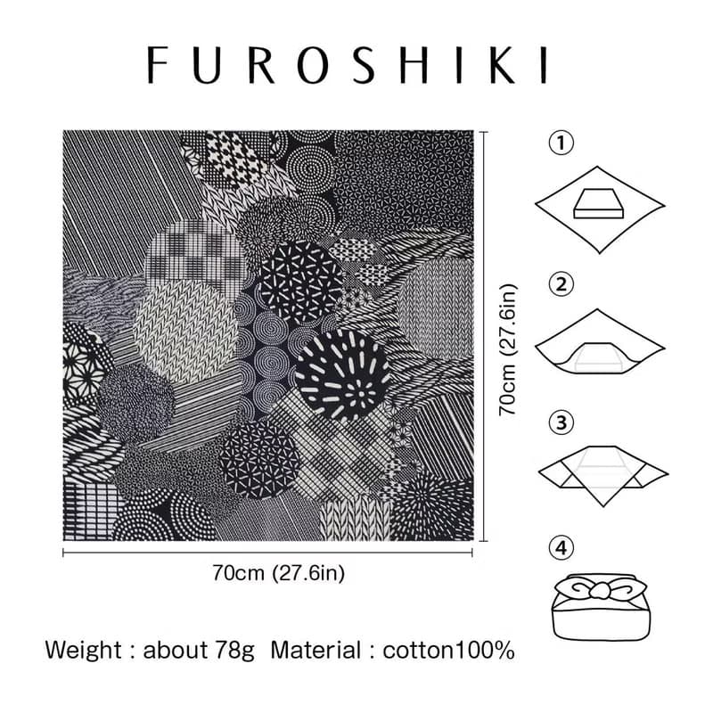 京都mashu手工製風呂敷 – 丸取小紋 / 二巾 日本製 純棉 手工染