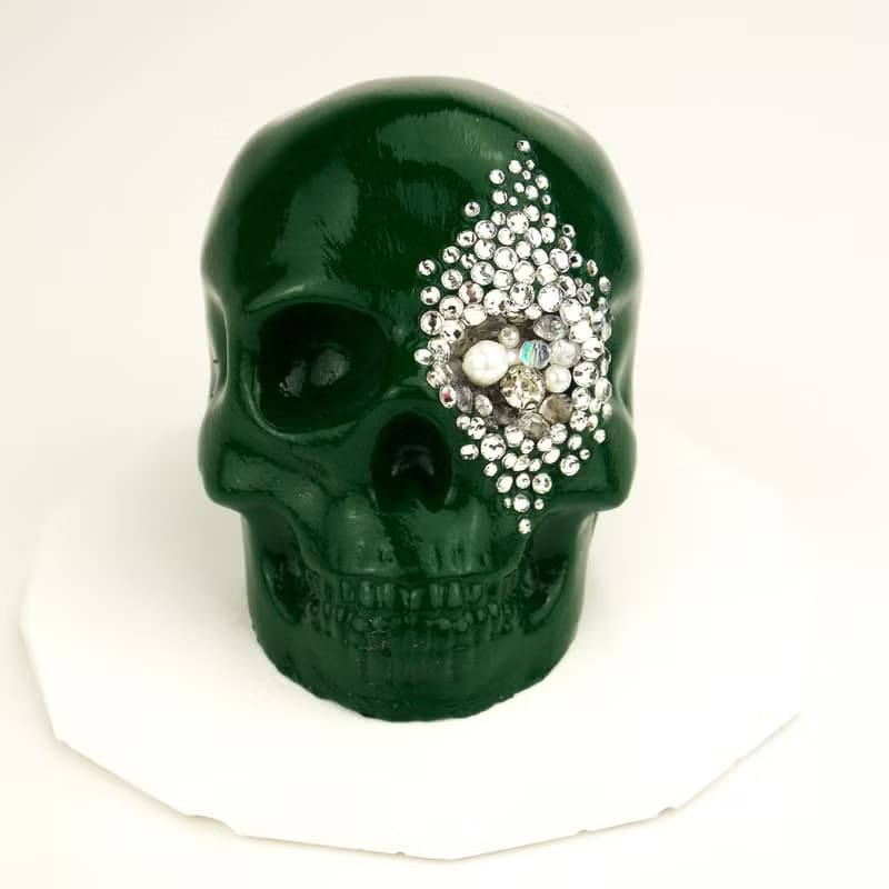 Green Skull decor Dark Green Gothic Skull Art Witchy Decor Unique gift