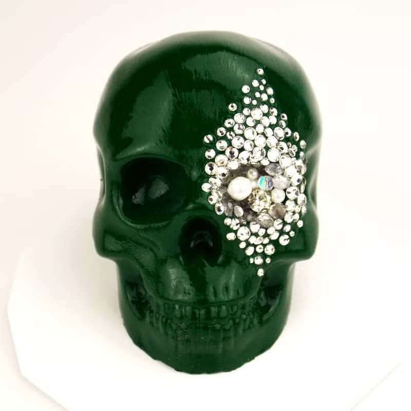 Green Skull decor Dark Green Gothic Skull Art Witchy Decor Unique gift