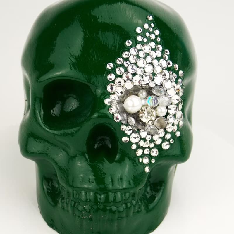 Green Skull decor Dark Green Gothic Skull Art Witchy Decor Unique gift