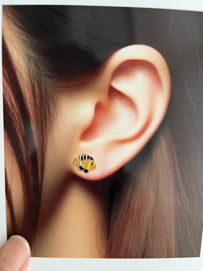 Cute Gift Yellow Nemo Sea Fish 925 Sterling Silver Tiny Stud Earrings